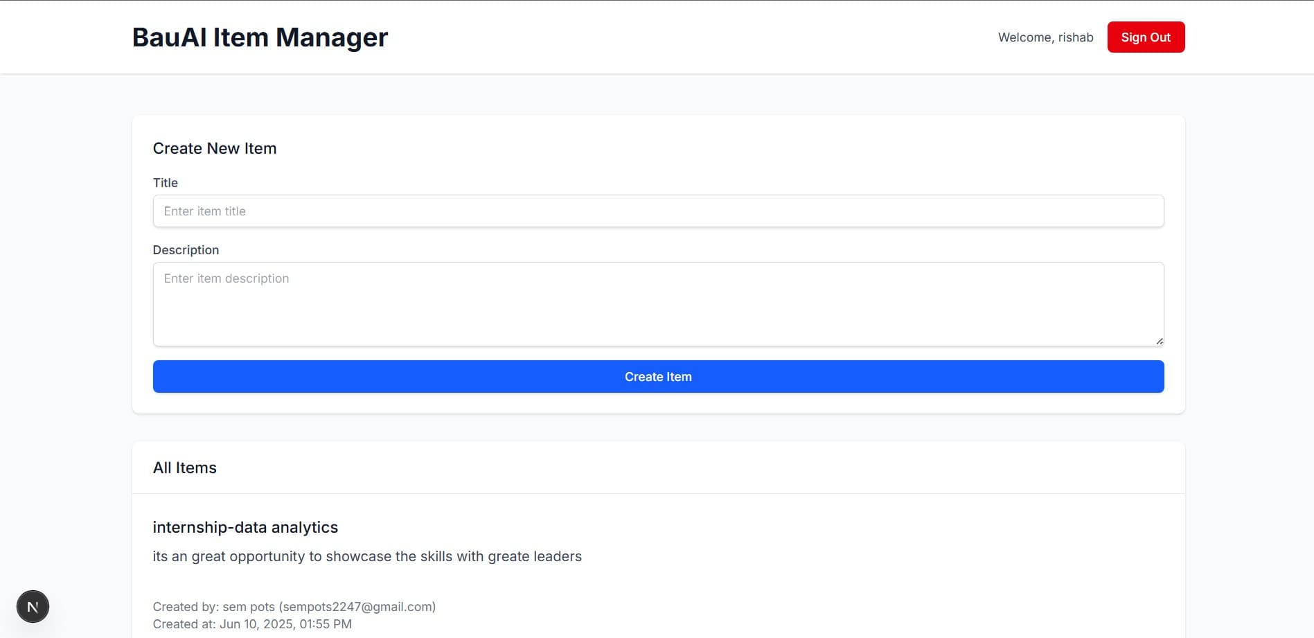BauAI Item Manager screenshot