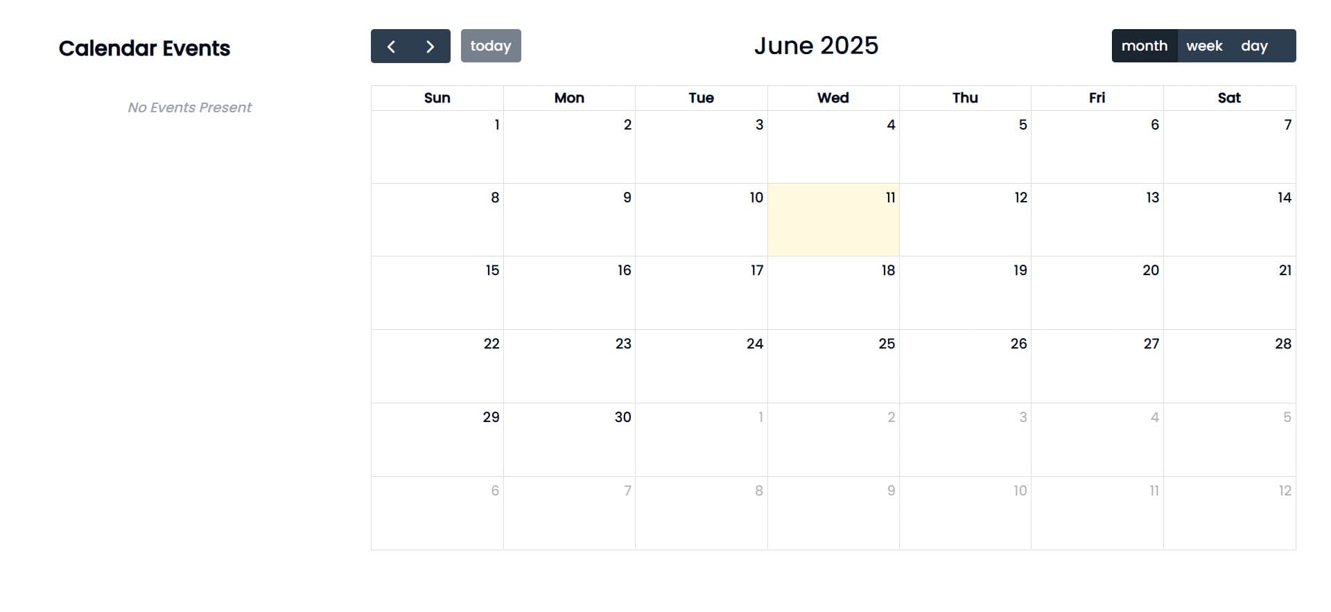 Simple Calendar screenshot