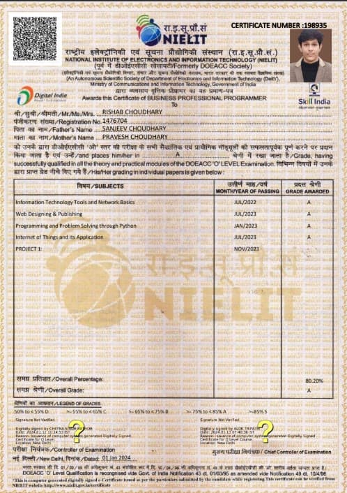 O Level Certificate Certificate